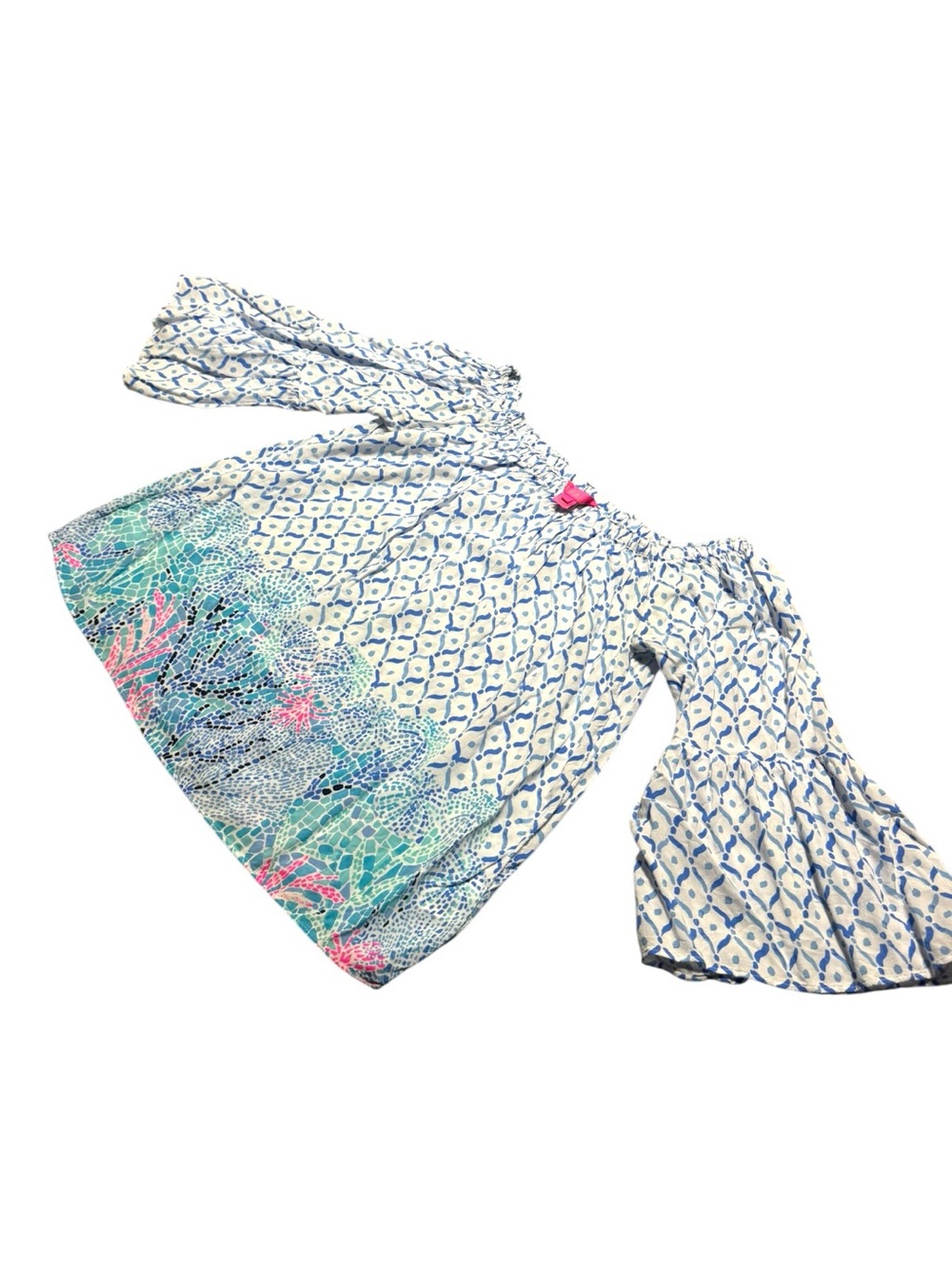 Lilly Pulitzer Sea La Vie Nevie Off-The-Shoulder Top Small with 3/4 bell sleeves - Picture 6 of 11